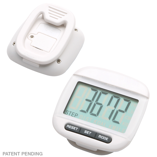 Personalized Widescreen Walker Pedometer White ClipOn Pedometer